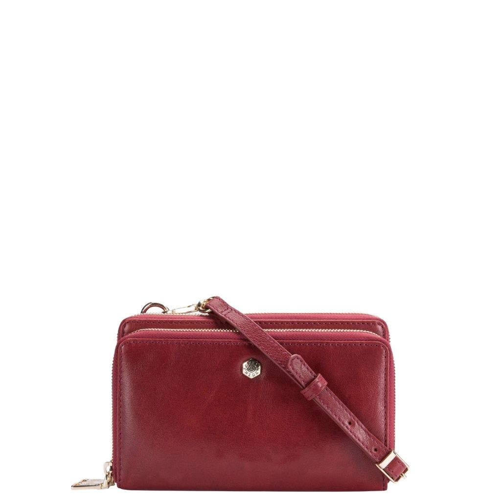 Jekyll and hide Zulu leather travel purse 4321 red front primary jpg