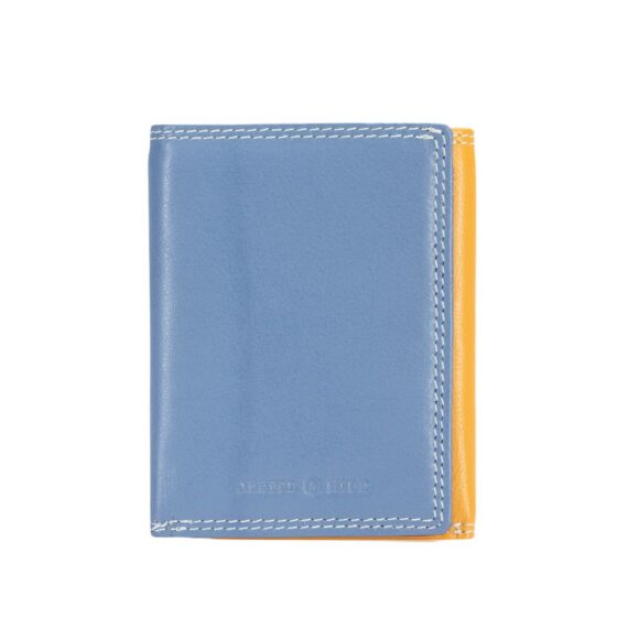 Jekylland Hide Caribbean Leather Trifold Purse 3624 Blue Yellow Front