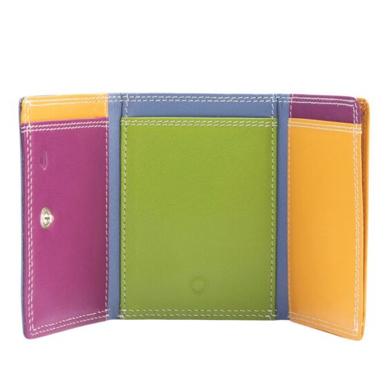 Jekylland Hide Caribbean Leather Trifold Purse 3624 Blue Yellow Interior