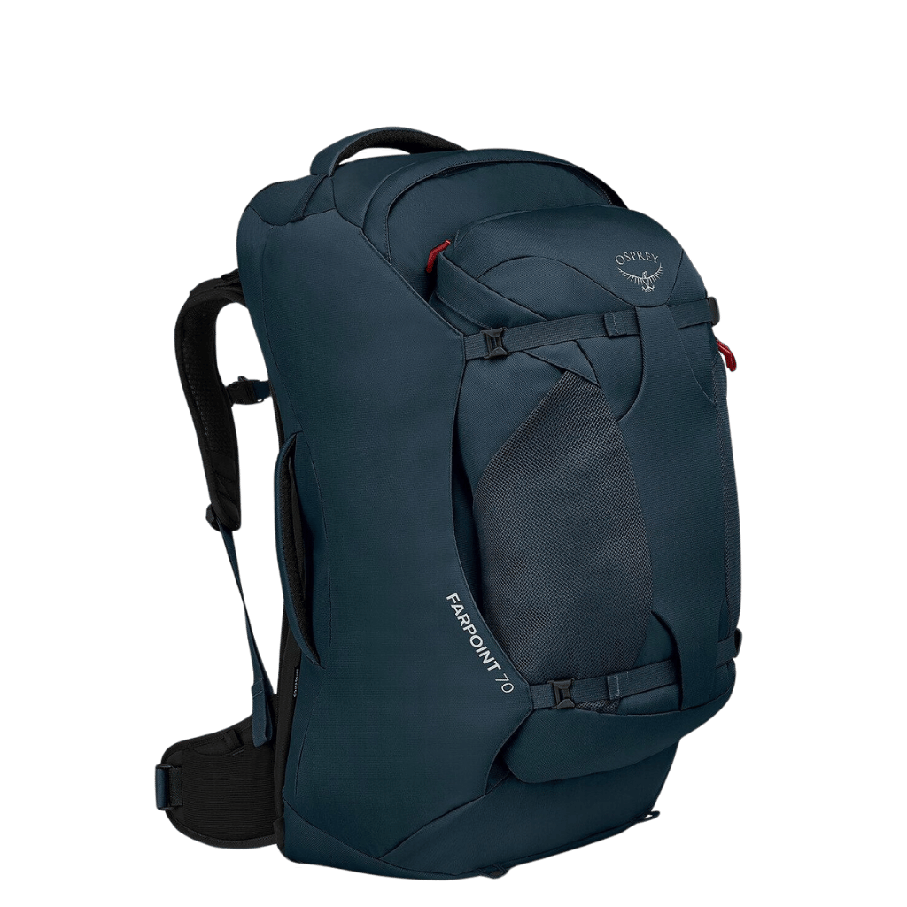 Osprey Farpoint Mens TRavel Collection 70 Muted space blue front3qrtr primary png