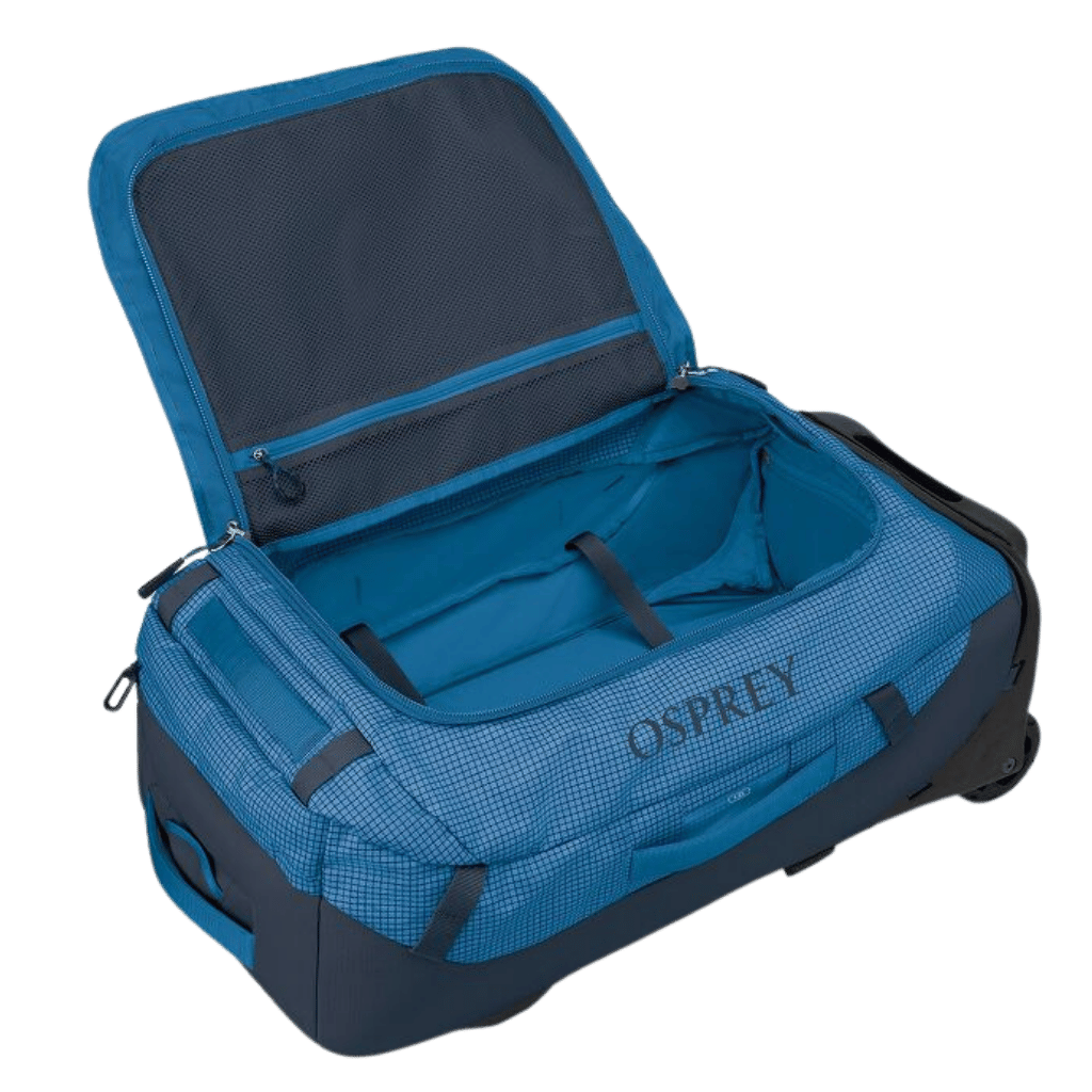 Osprey New Rolling Transporter 60L blue interior featured image