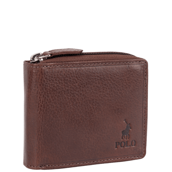Polo Chobe POS59926 Leather zip aroud wallet brown front3qrtr png