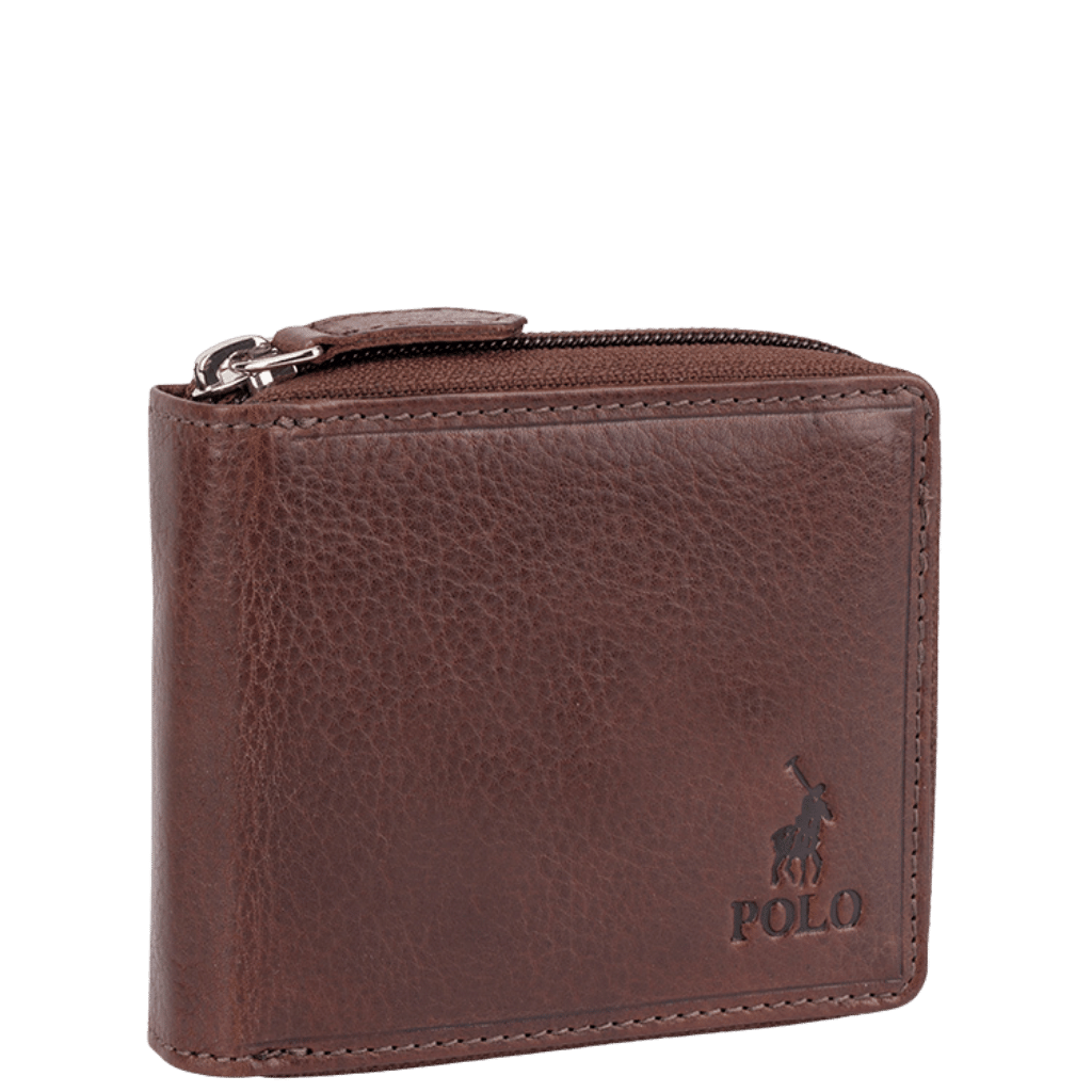 Polo Chobe POS59926 Leather zip aroud wallet brown front3qrtr png
