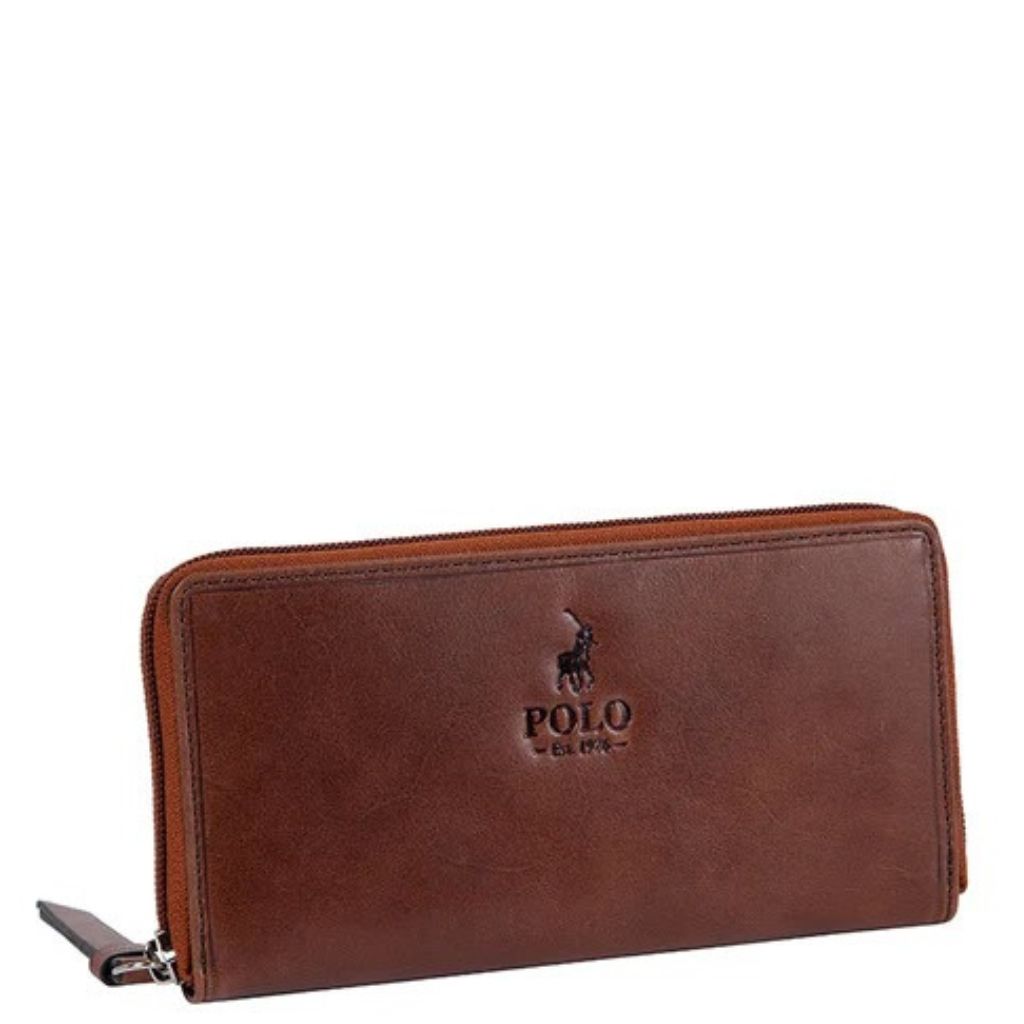 Polo Colarado leather PO01245 zip around purse brown front jpg
