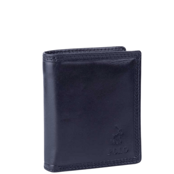 Polo Kenya Leather Wallet PO45005 Billfold Extra CC Flap black front3qrtr transp