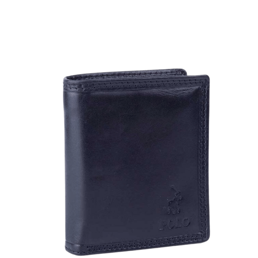Polo Kenya Leather Wallet PO45005 Billfold Extra CC Flap black front3qrtr transp