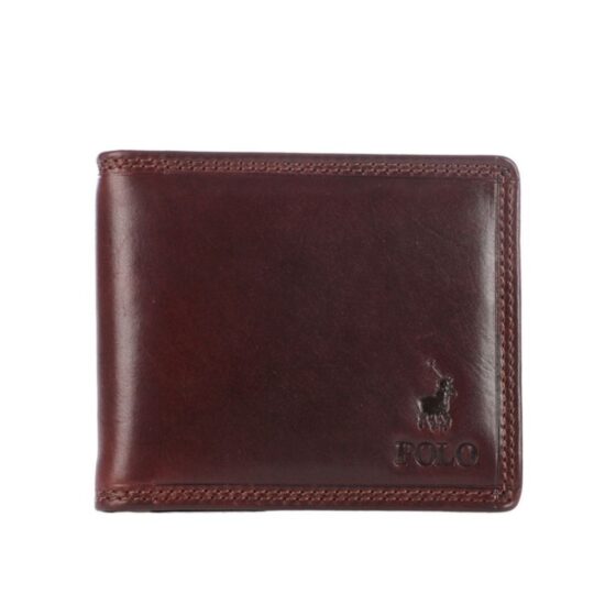 Polo Kenya Leather Wallet PO45009 Brown Billfold with coin pouch front main jpg