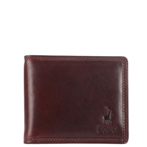 Polo Kenya Leather Wallet PO45009 Brown Billfold with coin pouch front transp