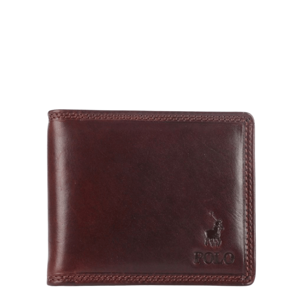 Polo Kenya Leather Wallet PO45009 Brown Billfold with coin pouch front transp