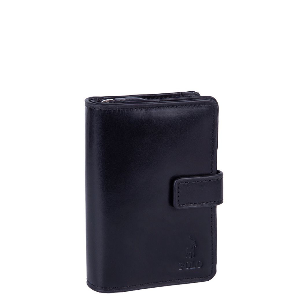 Polo Kenya Medium Tab Purse Leather Po45016 Black Front3qrtr Primary