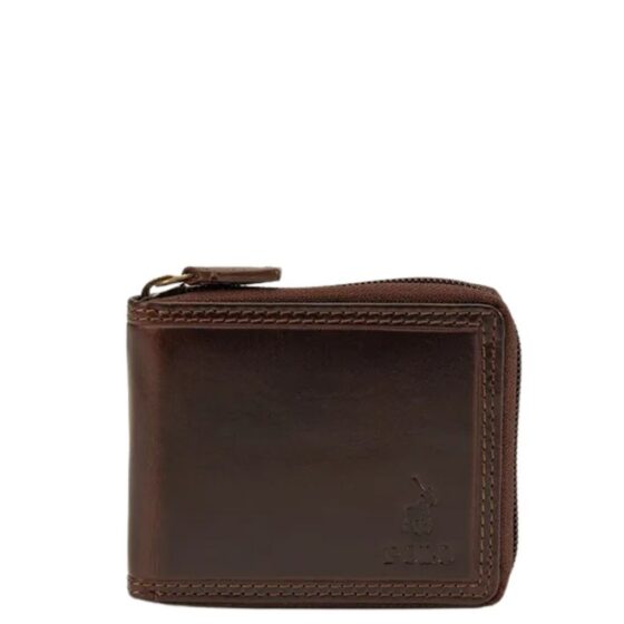 Polo Kenya Zip around wallet brown POS45026 front jpg