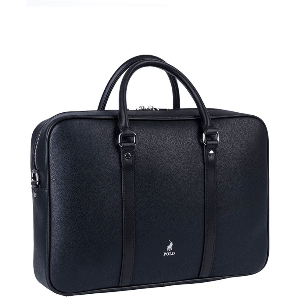 Polo Lyon Laptop Shoulder bag POS43185 black front3qrtr jpg