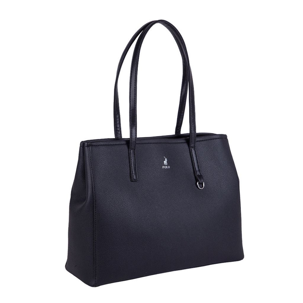 Polo Lyon Large Market Tote Handbag POS43110 Black front3qrtr jpg