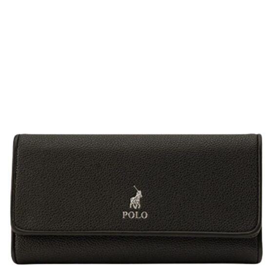Polo Lyon Trifold Purse POS43140 black front jpg