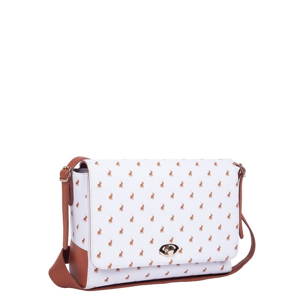 Polo New Iconic Flapover sling handbag 43226 White front3qrtr primary jpg