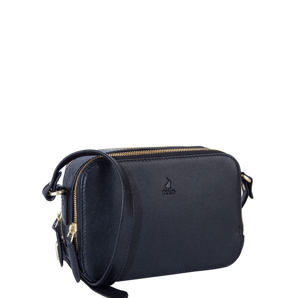 Polo Porto Leather  Camera Handbag Pol65924 Black Front3qrtr Primary