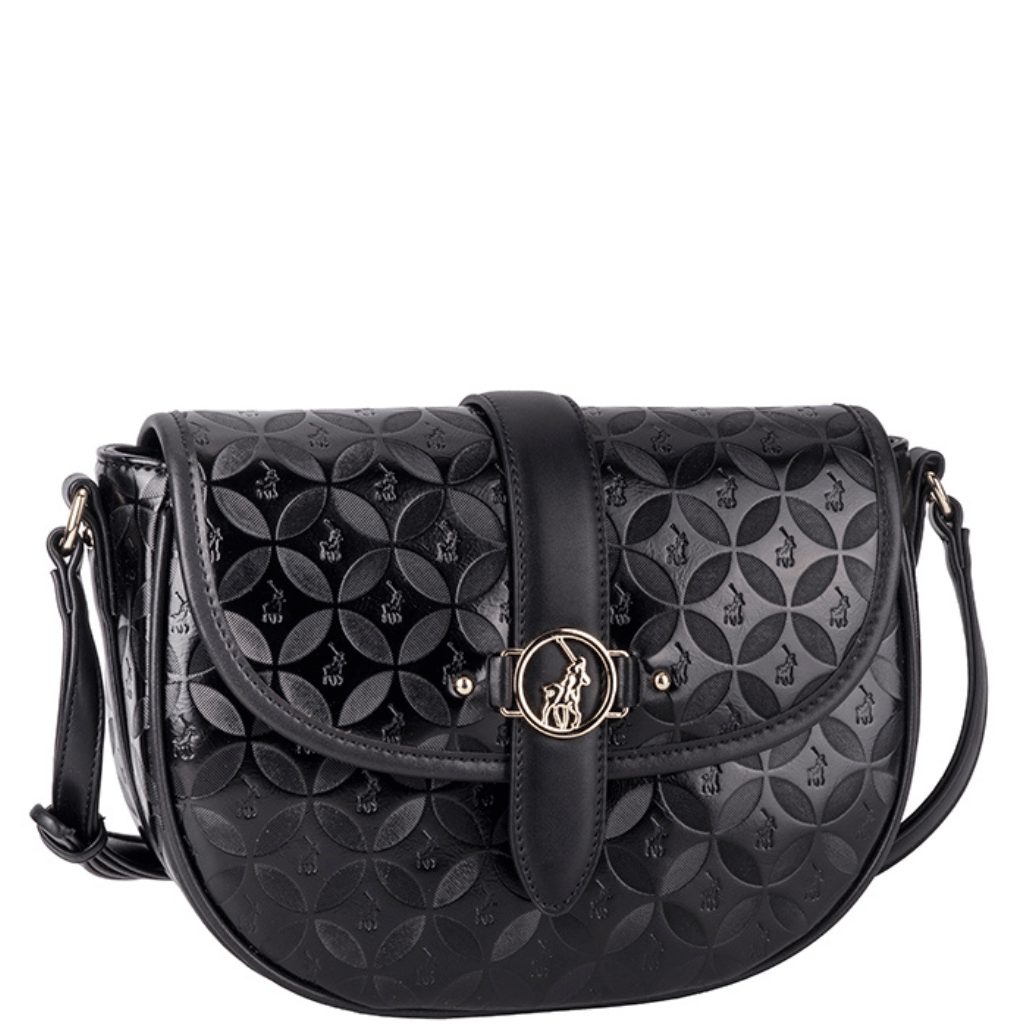 Polo Sinclair Saddle Crossbody handbag POS50626 black front3qrtr png