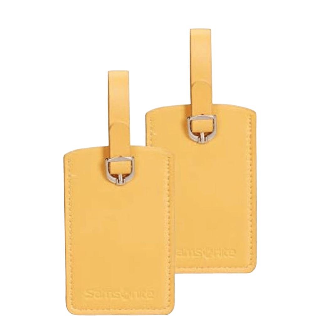 Samonite Global TA sunflower yellow luggage Tags twinset front transp