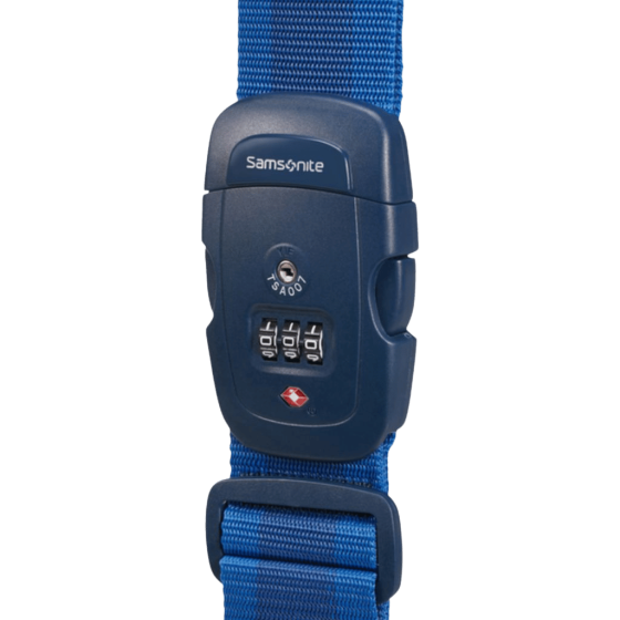 Samsonite Global TA TSA lock and strap midnight blue front primary