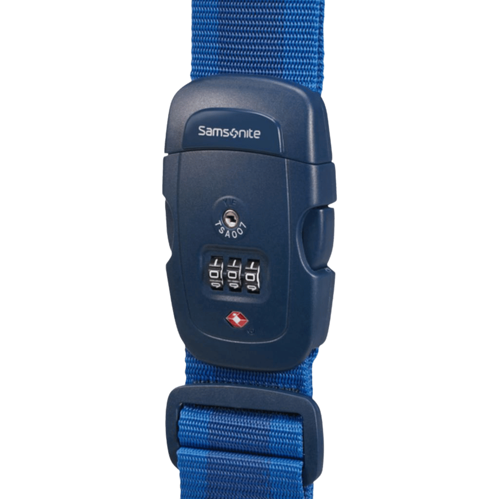 Samsonite Global TA TSA lock and strap midnight blue front primary