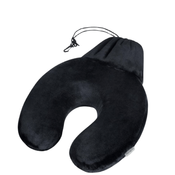Samsonite Global Ta memory foam pillow and pouch black front3qrtr primary transparent