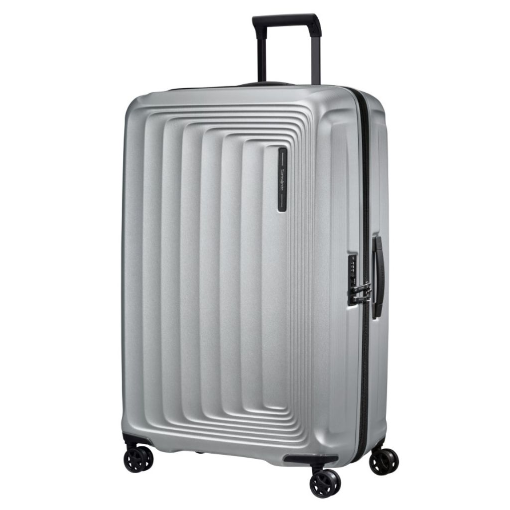 Samsonite Nuon Kf0 Polycarbonate Spinner 81cm Silver Front3qrtr