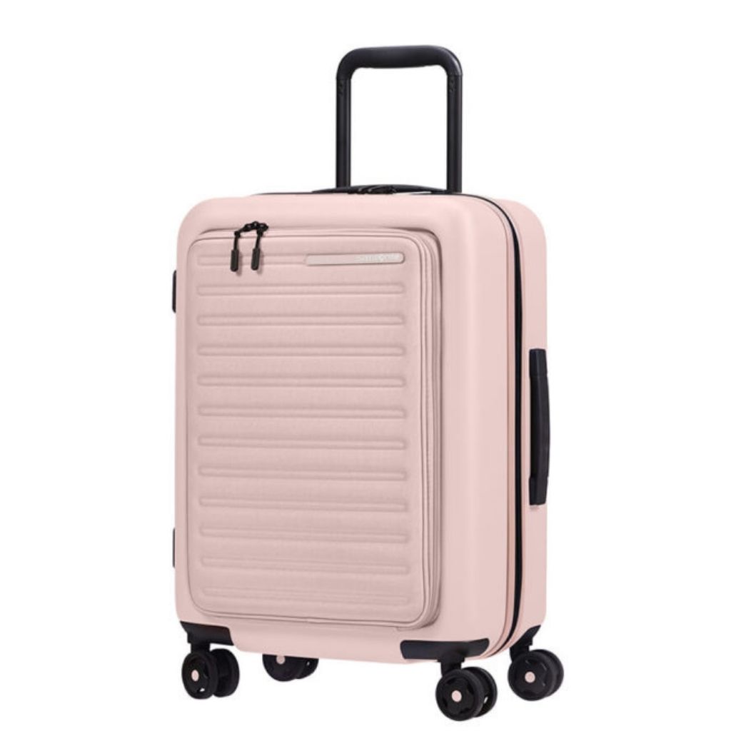 Samsonite Stackd 55cm easy access expandable Spinner KF1 Rose Pink frontqrtr jpg