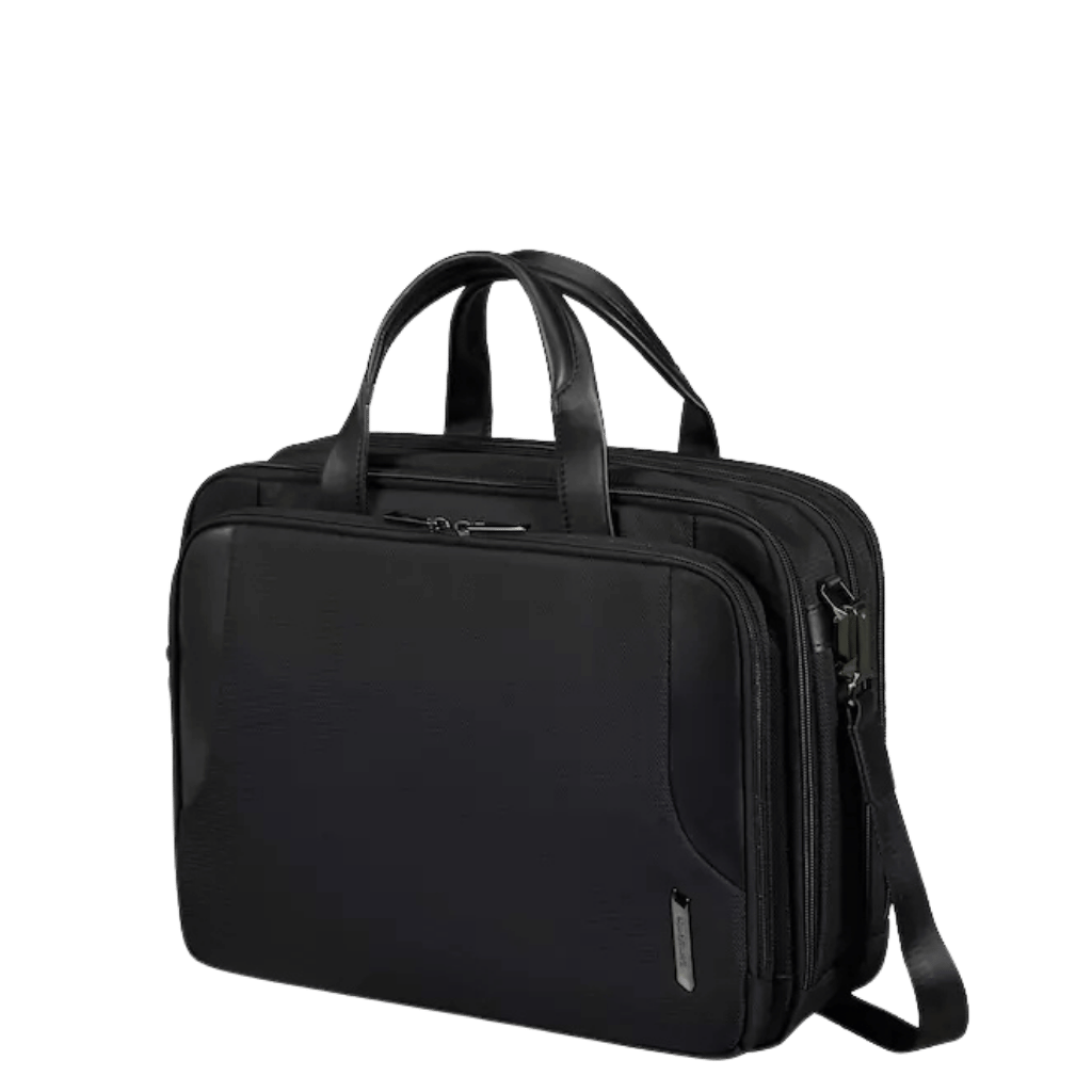 Samsonite XBR 2 Briefcase Black expander front3qrtr primary png