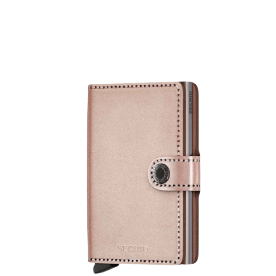 Secrid Miniwallet Metallic MME Rose Gold front3qrtr transp