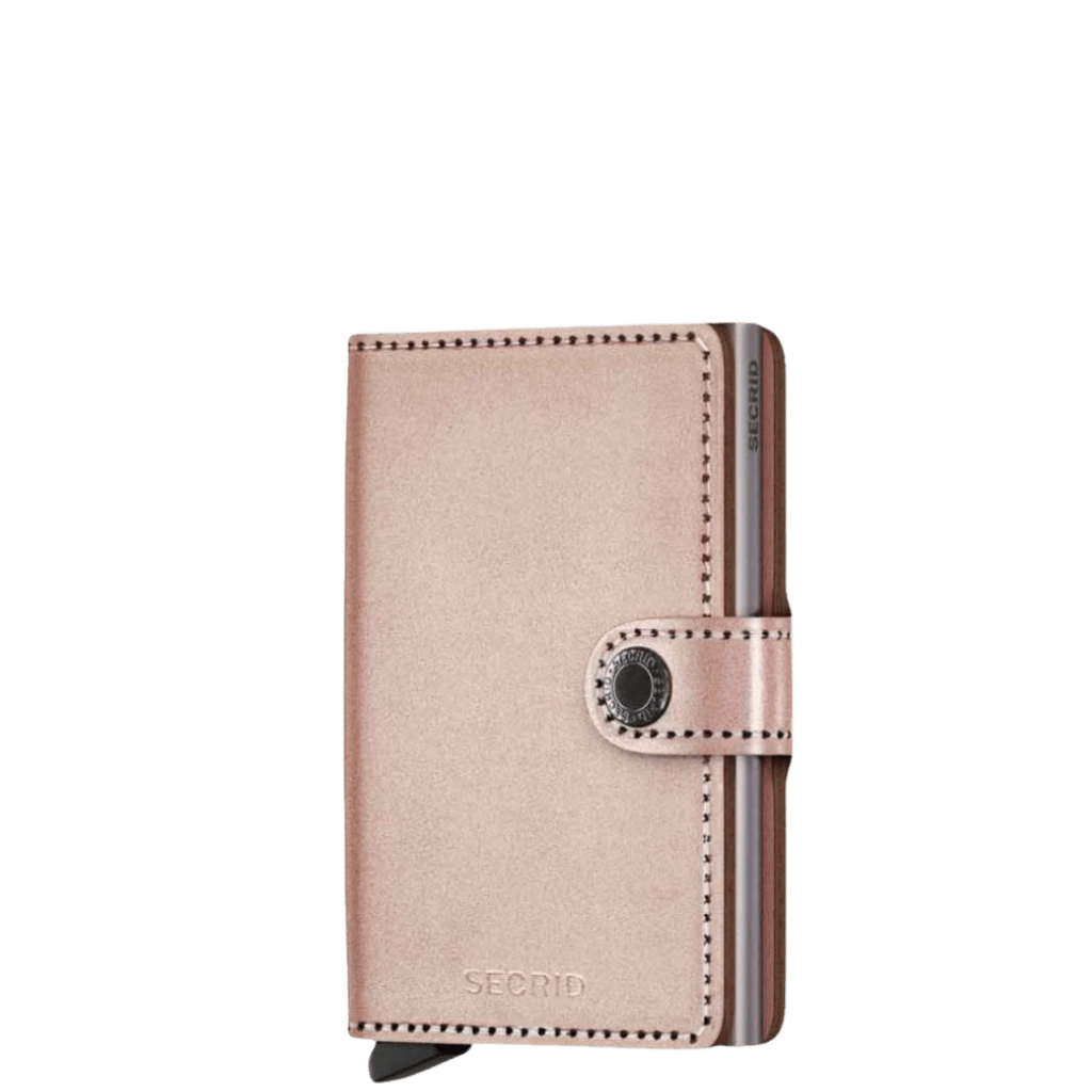 Secrid Miniwallet Metallic MME Rose Gold front3qrtr transp