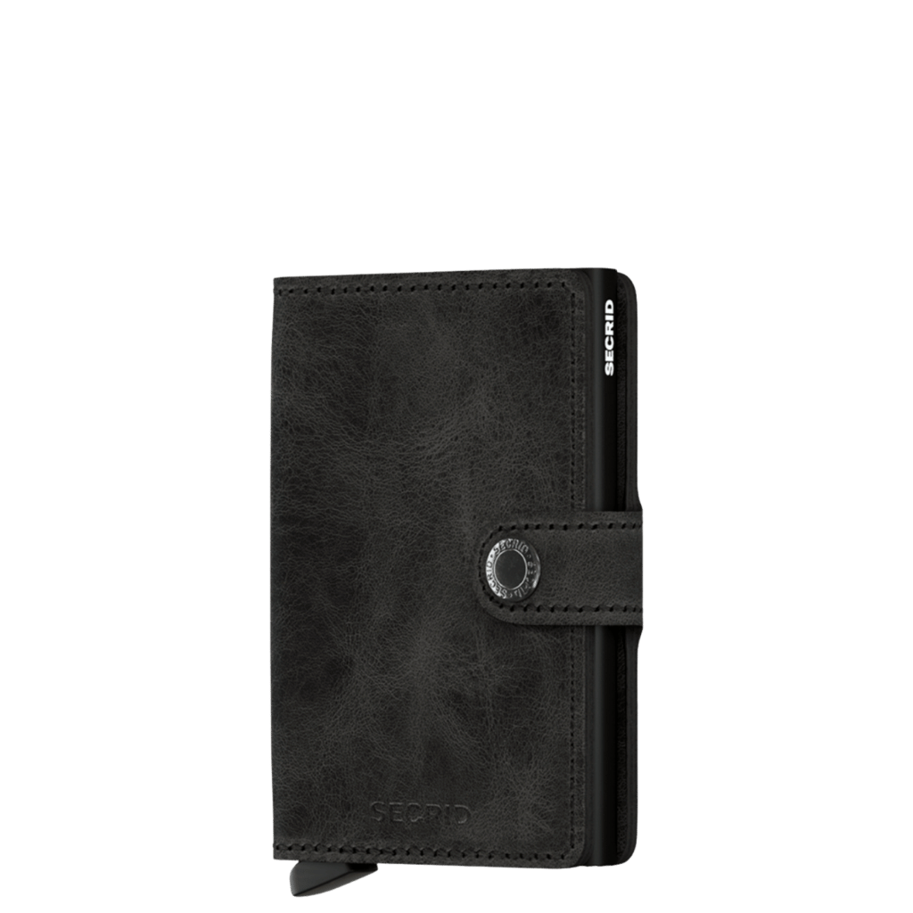 Secrid Miniwallet Vintage MV Leather Black front3qrtr transp