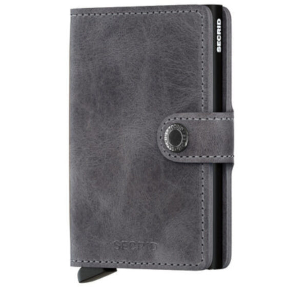 Secrid Miniwallet Vintage MV Leather grey front3qrtr jpg