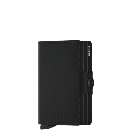 Secrid Twinwallet Matte black leather CCTM front3qrtr transp