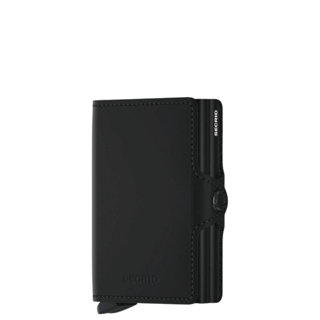 Secrid Twinwallet Matte black leather CCTM front3qrtr transp