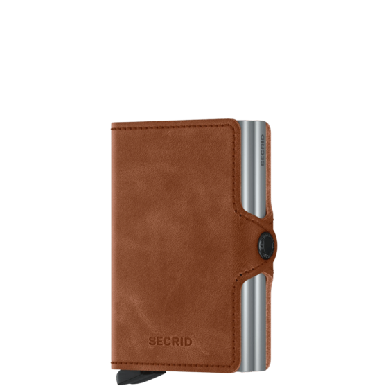 Secrid Twinwallet Vintage CCTV cognac front3qrtr transp