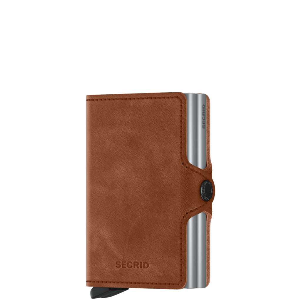 Secrid Twinwallet Vintage CCTV cognac front3qrtr transp