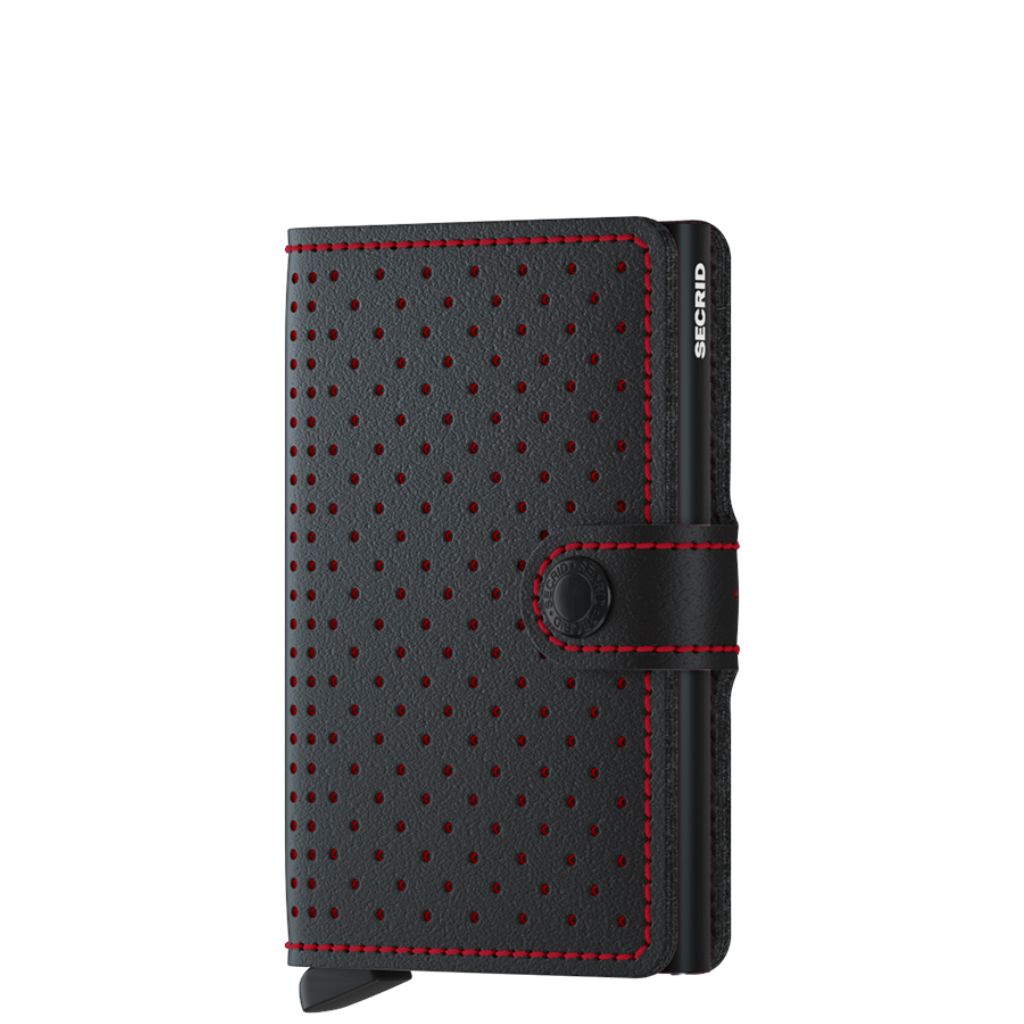 Secrid Miniwallet Perforated Ccmpf Black Red With Tab Front3qrtr