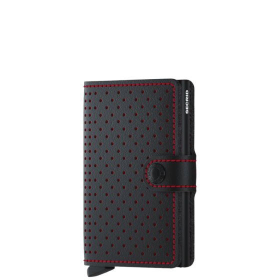Secrid miniwallet perforated CCMPF Black Red with tab front3qrtr transp