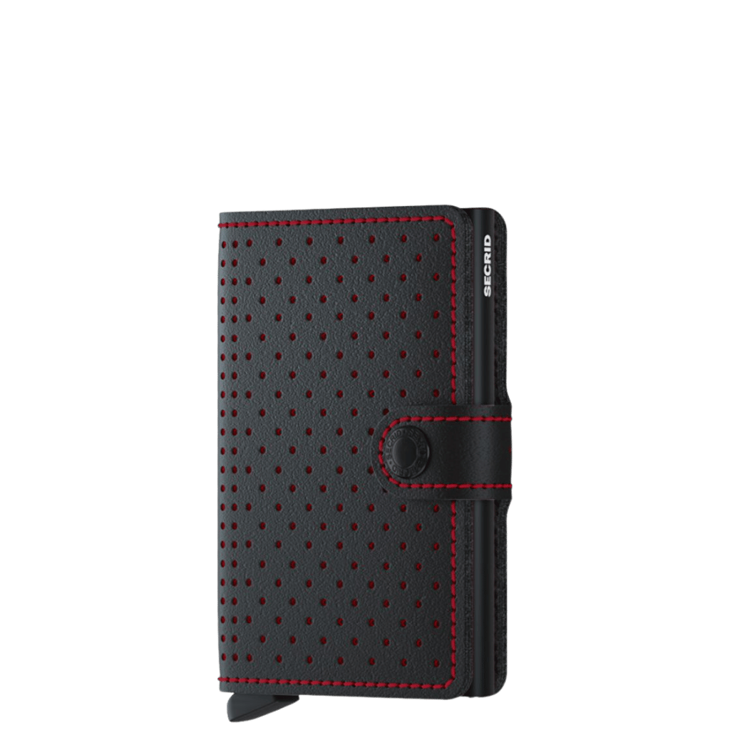 Secrid miniwallet perforated CCMPF Black Red with tab front3qrtr transp
