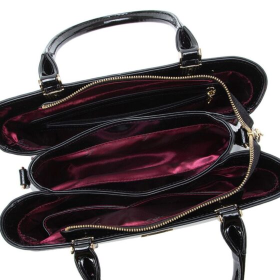 Serenade 190378 Cherry Croc Barrel Leather Handbag Interior