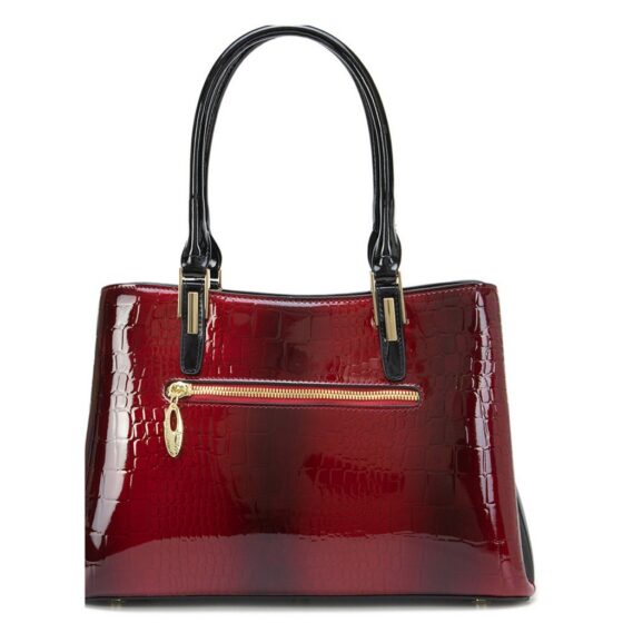 Serenade 190378 Cherry Croc Barrel Leather Handbag Rear