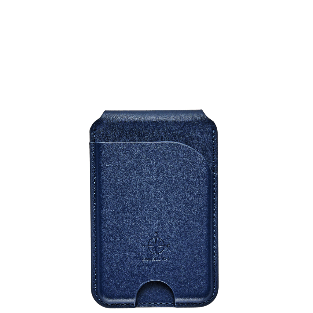 Shackleton PU 3 card stand up wallet navy front primary png