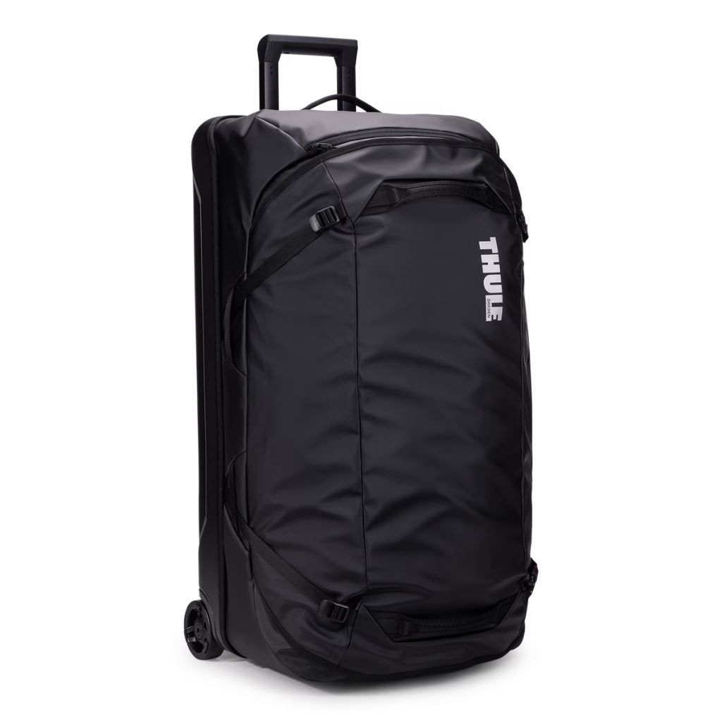 Thule Chasm Rolling Duffle 110L check in black front3qrtr jpg