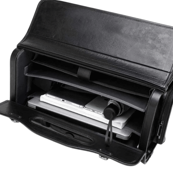 Tosca Leather 2 wheel pilot case black 622 75 interior png