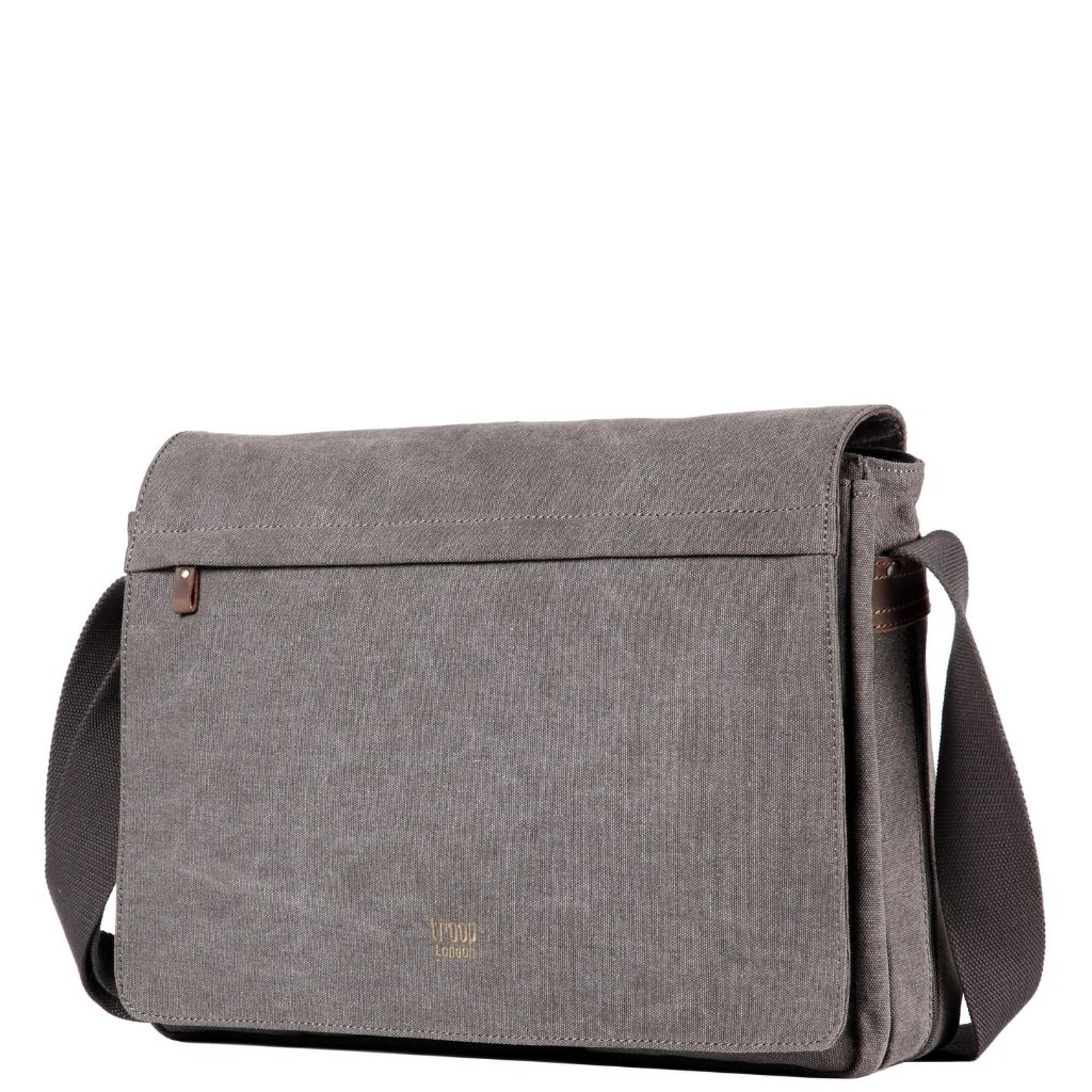 Troop Of London 0371 Messenger Bag Canvas Charcoal Front3qrtr Primary