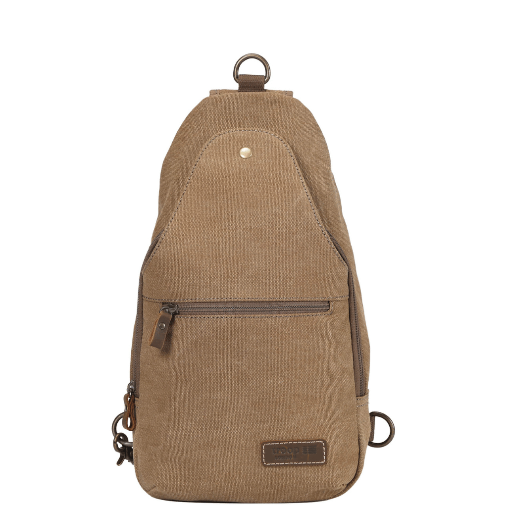 Troop of London Single Shoulder Backpack TRP0551 brown front primary png