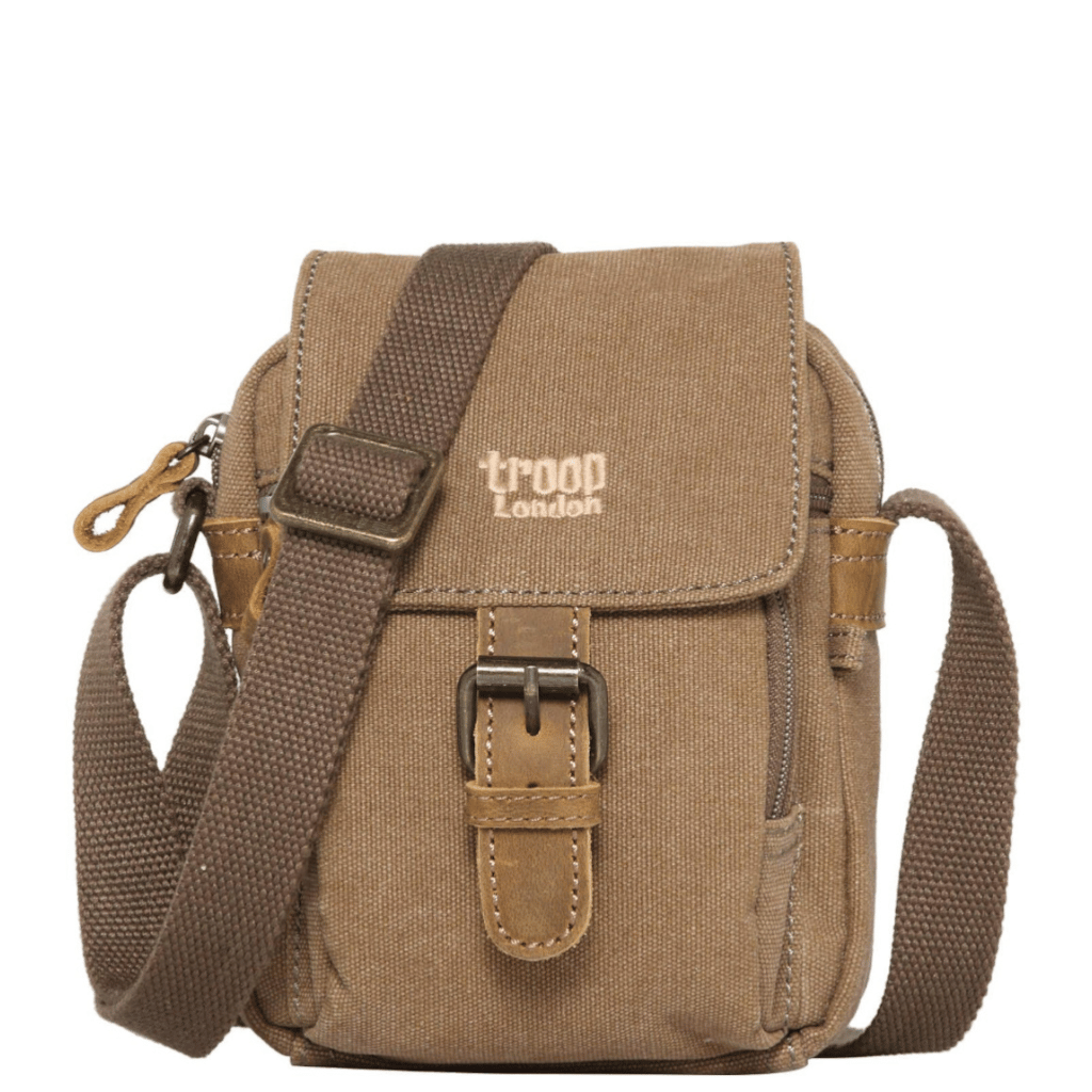 Troop of London Small Crossbody Bag TRP0213 Brown front primary png