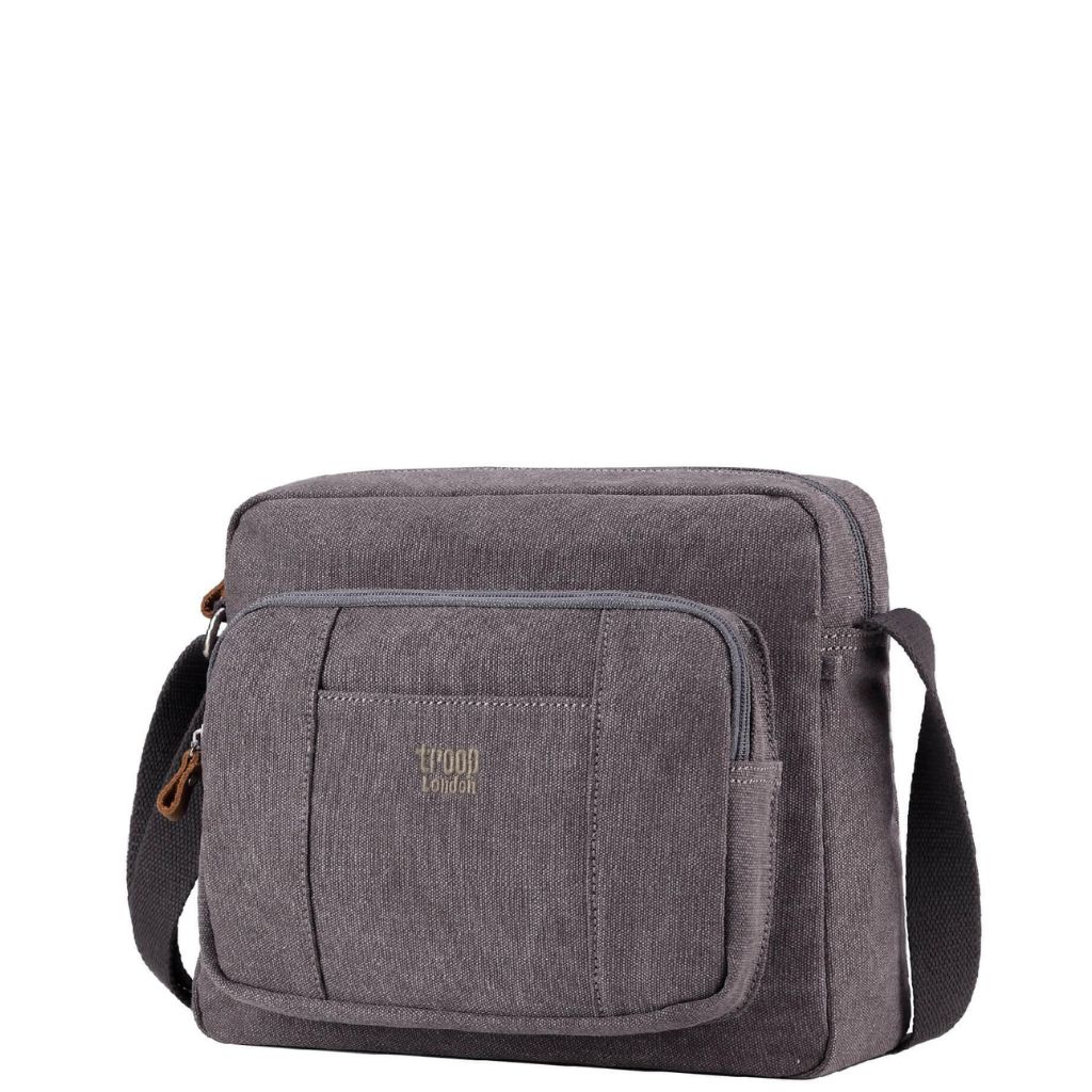 Troop Of London Trp0234 Small Crossbody Bag Charcoal Front3qrtr Primary