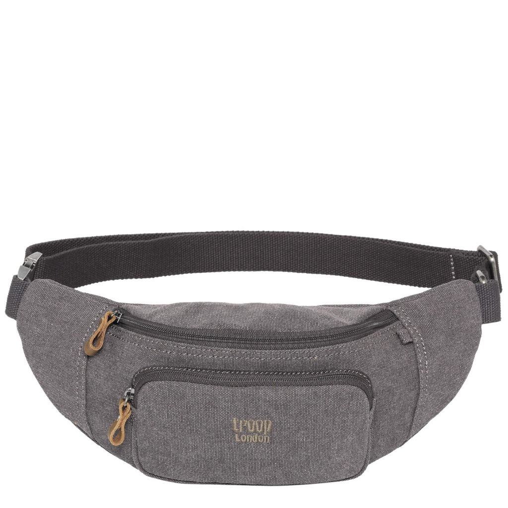 Troop of London TRP0244 casual waist bag charcoal front jpg