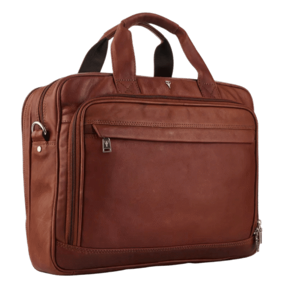 Tuscany Enzo 15 inch laptop briefcase leather brown front3qrtr png